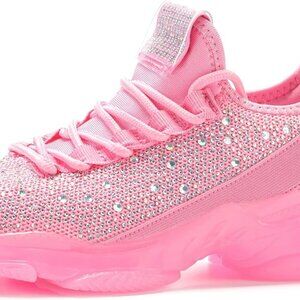 Women's Mesh Rhinestone Slip-On Sneakers Breathable Glitter Casual Shoes